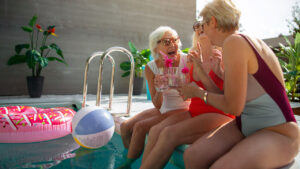 photo of ladies at a pool