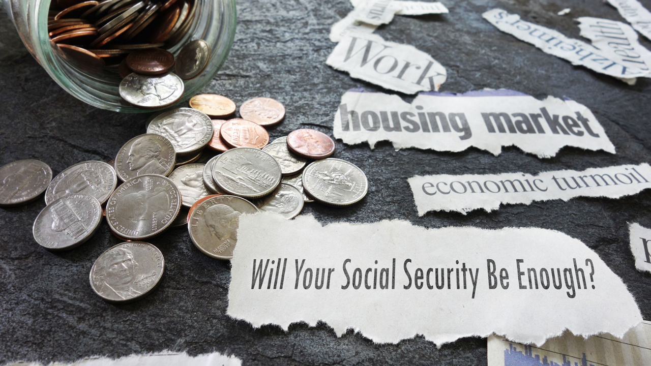 photo of pennies and the word social security