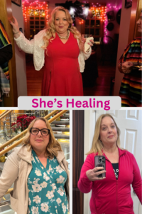 Photo of OLT at different stages of her fitness journey